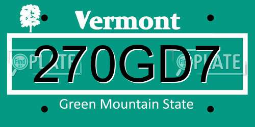 270GD7 Vermont License Plate