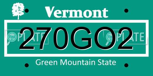 270GO2 Vermont License Plate