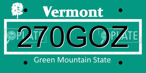 270GOZ Vermont License Plate