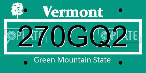 270GQ2 Vermont License Plate