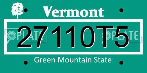 27110T5 Vermont License Plate