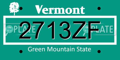 2713ZF Vermont License Plate