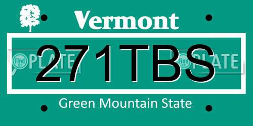 271TBS Vermont License Plate