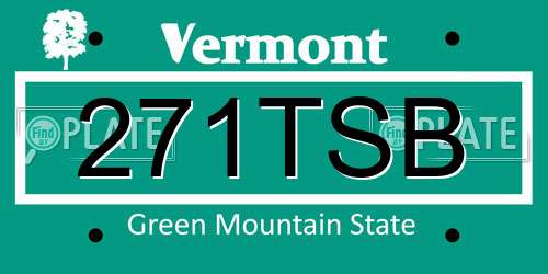 271TSB Vermont License Plate