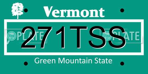 271TSS Vermont License Plate