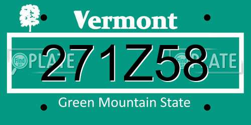 271Z58 Vermont License Plate