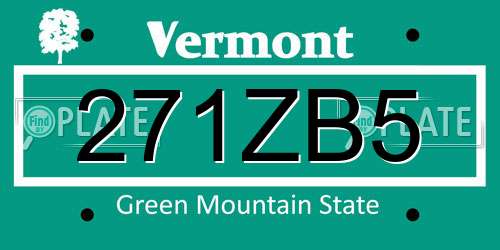 271ZB5 Vermont License Plate