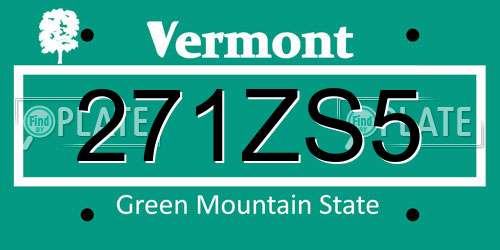 271ZS5 Vermont License Plate