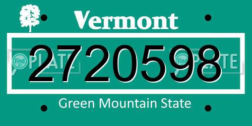 2720598 Vermont License Plate