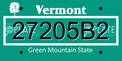 27205B2 Vermont License Plate