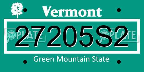 27205S2 Vermont License Plate