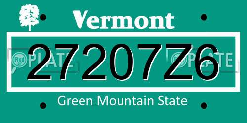 27207Z6 Vermont License Plate