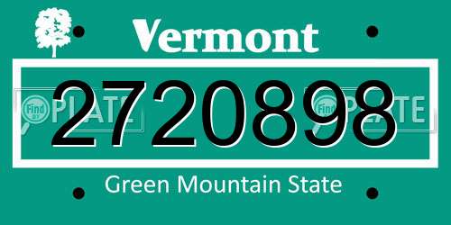 2720898 Vermont License Plate