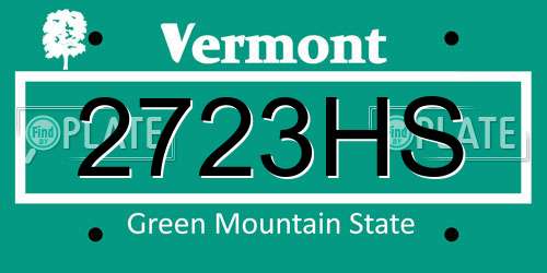2723HS Vermont License Plate