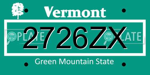 2726ZX Vermont License Plate