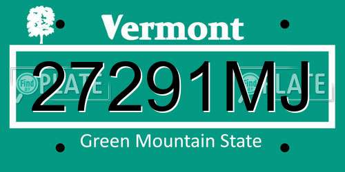 27291MJ Vermont License Plate