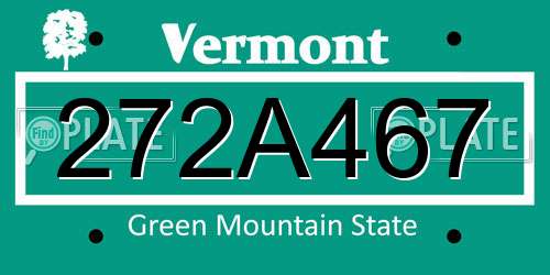 272A467 Vermont License Plate