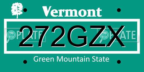 272GZX Vermont License Plate