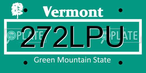 272LPU Vermont License Plate