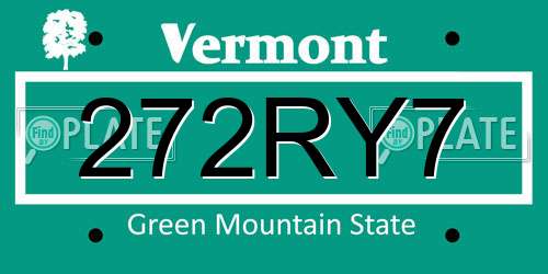 272RY7 Vermont License Plate
