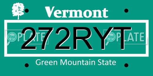 272RYT Vermont License Plate