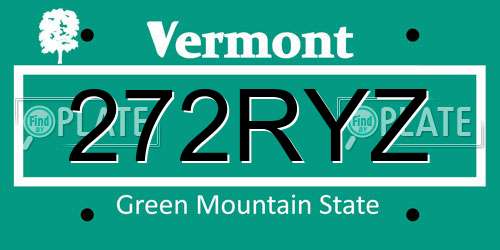 272RYZ Vermont License Plate