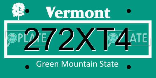 272XT4 Vermont License Plate