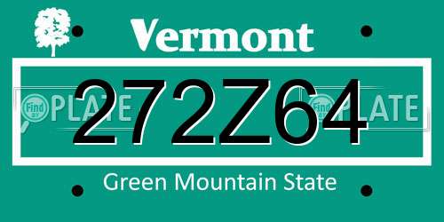 272Z64 Vermont License Plate