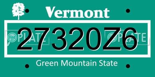 27320Z6 Vermont License Plate