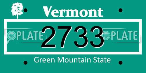 2733 Vermont License Plate