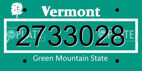 2733028 Vermont License Plate
