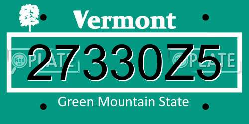 27330Z5 Vermont License Plate