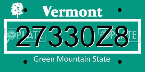 27330Z8 Vermont License Plate