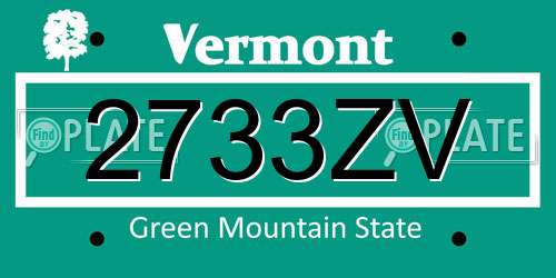 2733ZV Vermont License Plate