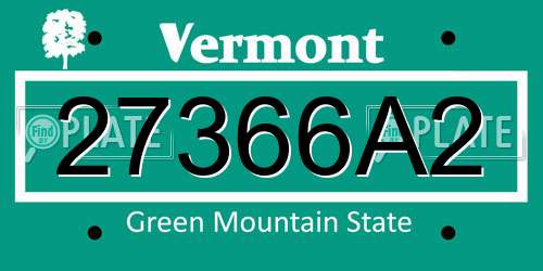 27366A2 Vermont License Plate