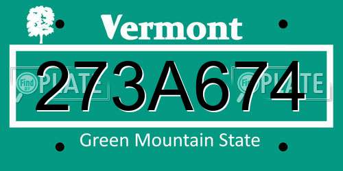 273A674 Vermont License Plate