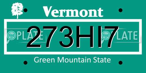 273HI7 Vermont License Plate