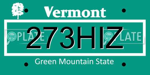 273HIZ Vermont License Plate
