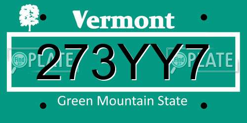 273YY7 Vermont License Plate