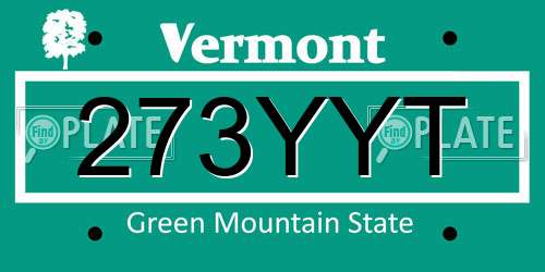 273YYT Vermont License Plate