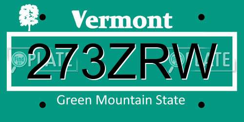 273ZRW Vermont License Plate