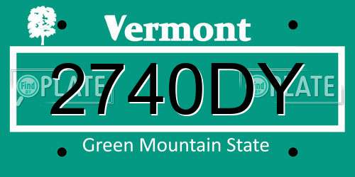 2740DY Vermont License Plate