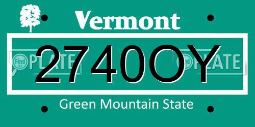 2740OY Vermont License Plate