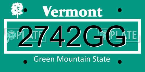 2742GG Vermont License Plate