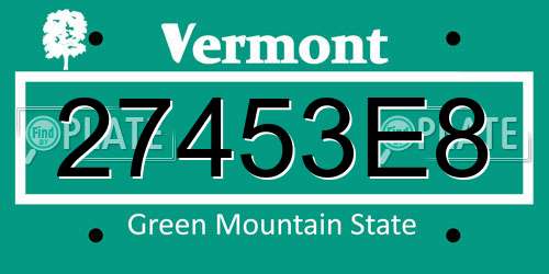 27453E8 Vermont License Plate