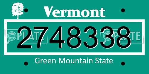2748338 Vermont License Plate