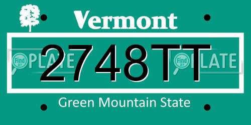 2748TT Vermont License Plate