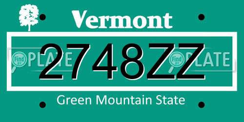 2748ZZ Vermont License Plate