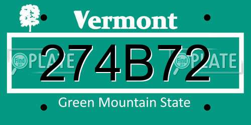274B72 Vermont License Plate