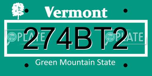 274BT2 Vermont License Plate